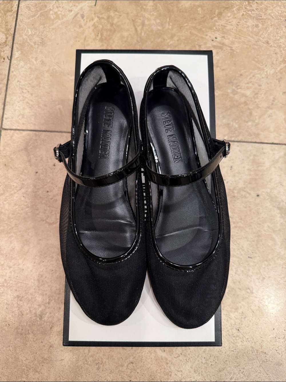 Steve Madden Black Mary Jane Flats with Patent Strap